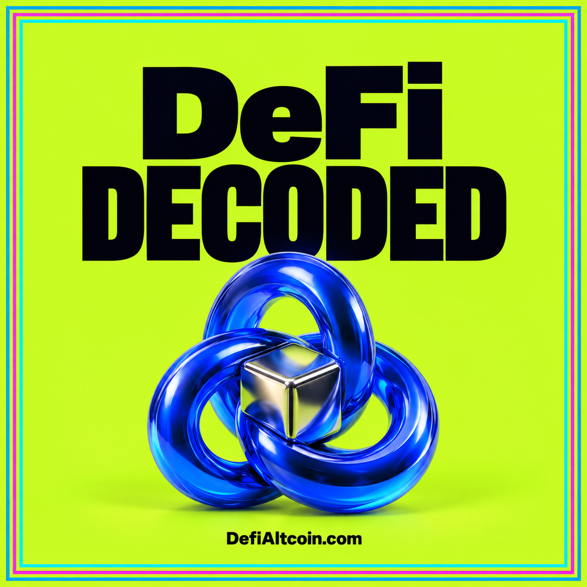 Neon DeFi research card showing a token, checklist, and connected control points.