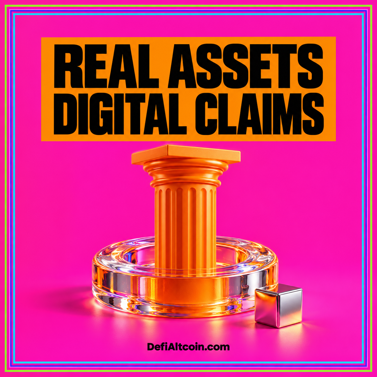 Neon typography exploring the connection between tokenized assets and real-world claims